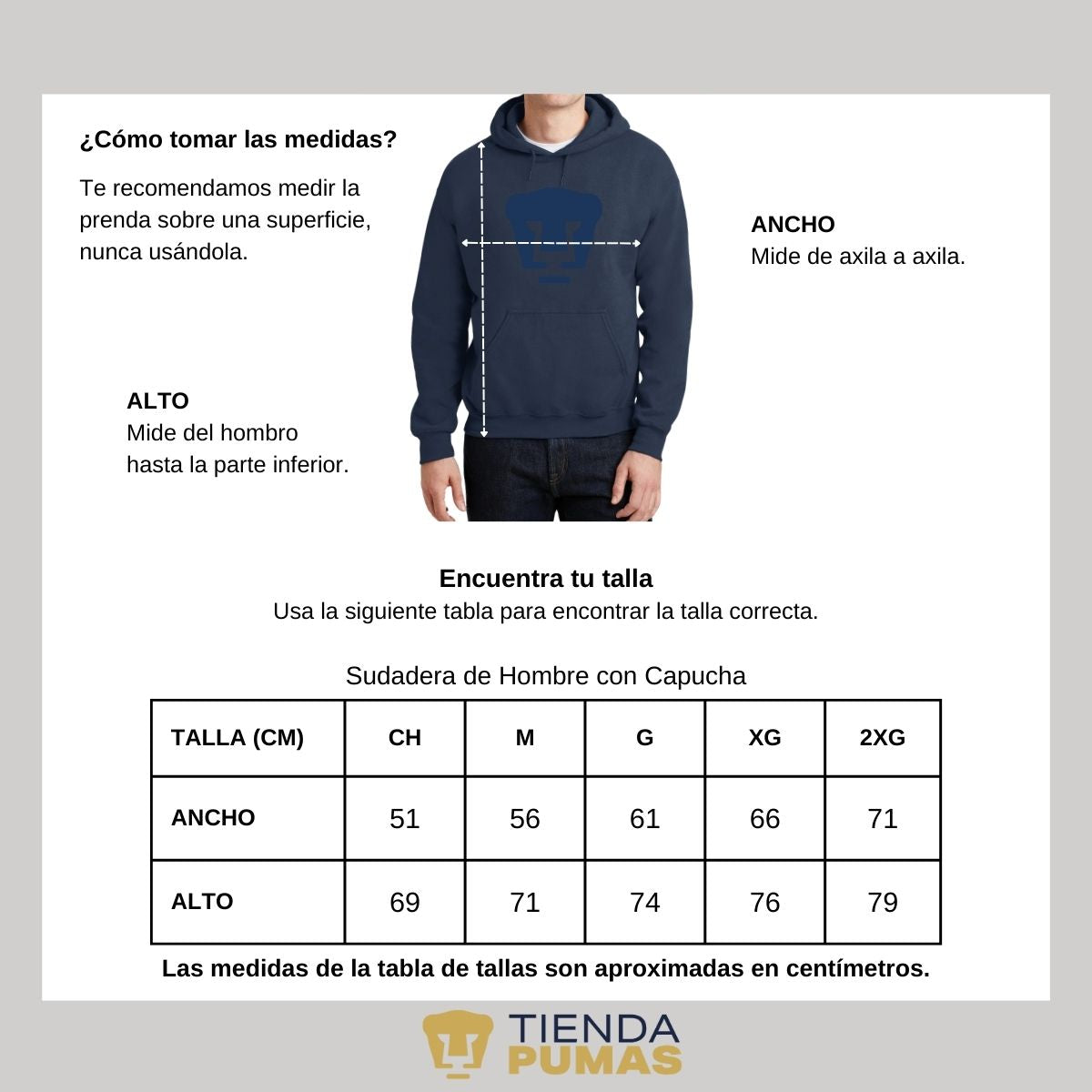 Sudadera para Hombre Hoodie Pumas UNAM Logo Azul