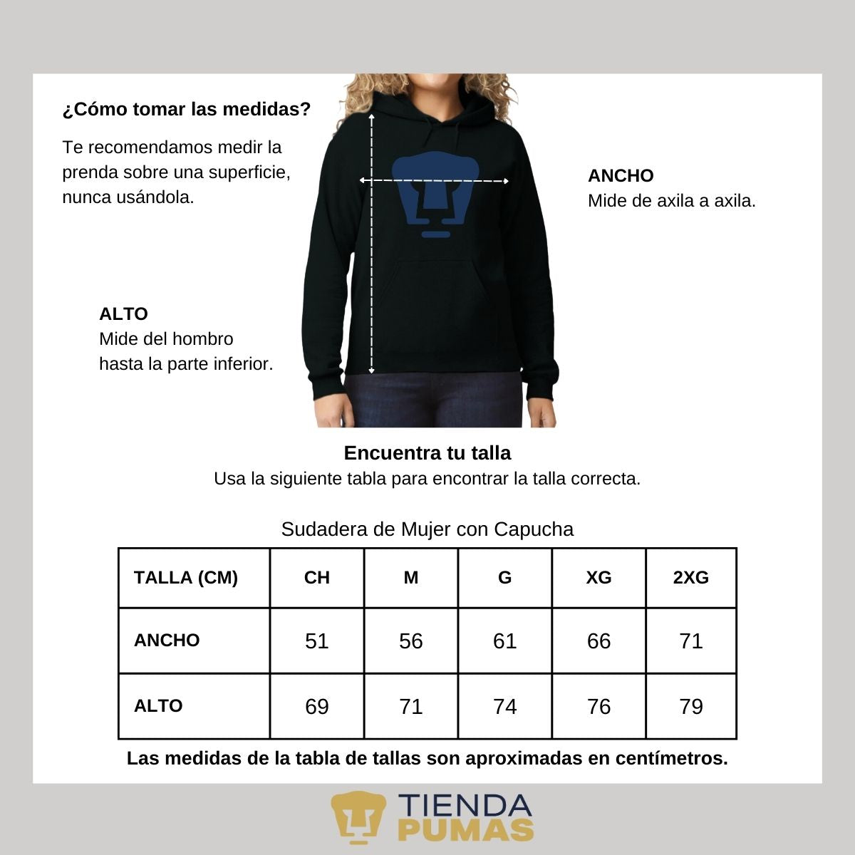 Sudadera para Mujer Hoodie Pumas UNAM Logo Azul