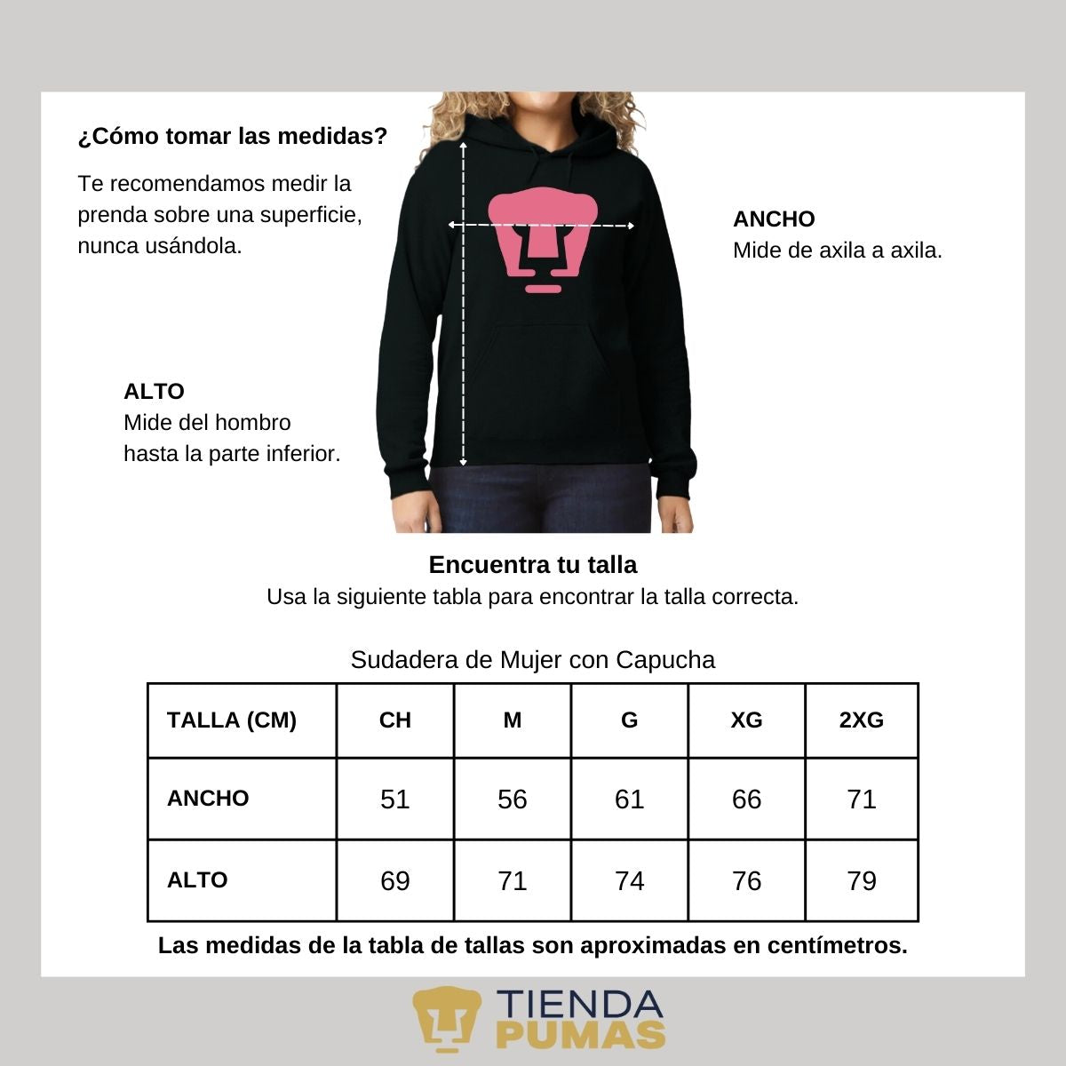 Sudadera para Mujer Hoodie Pumas UNAM Logo Rosa