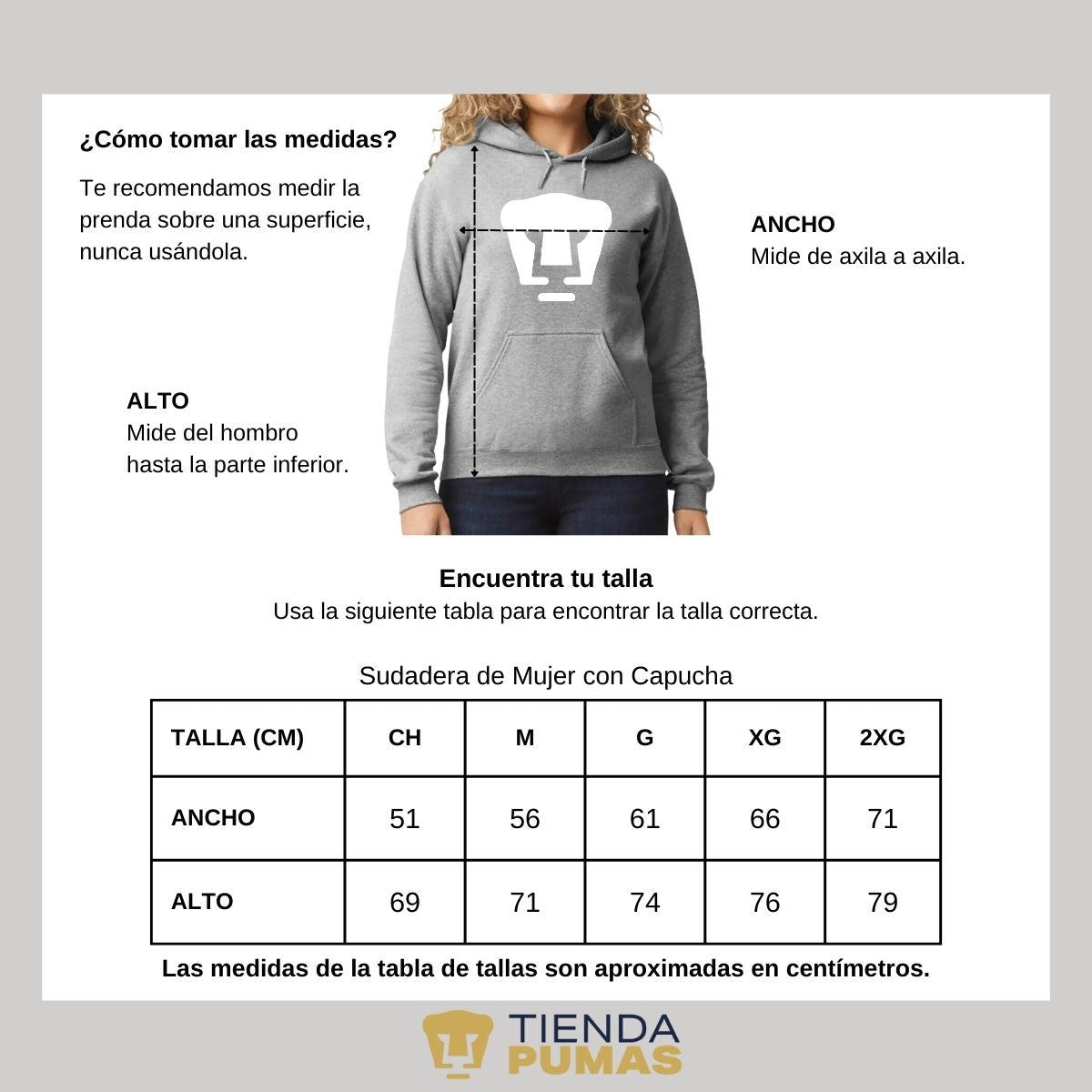 Sudadera para Mujer Hoodie Pumas UNAM Logo Blanco