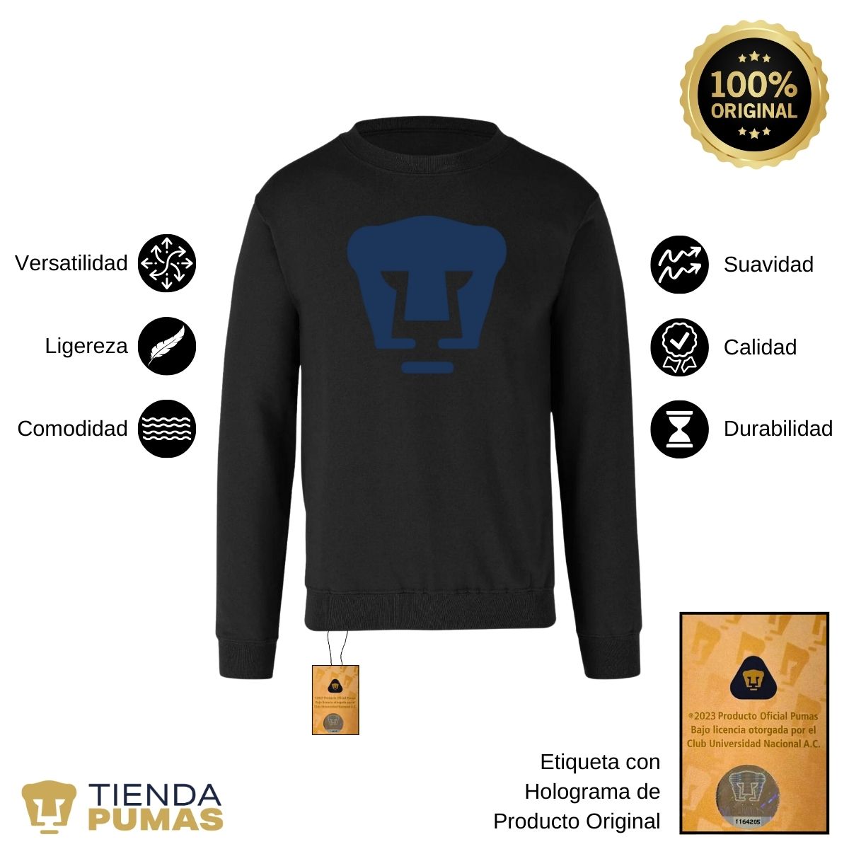 Sudadera Unisex Pumas Logo Azul