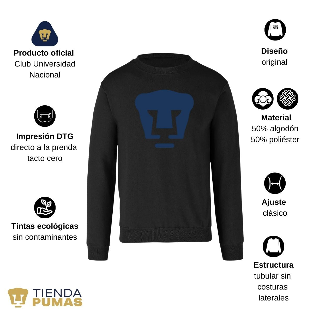 Sudadera Unisex Pumas Logo Azul