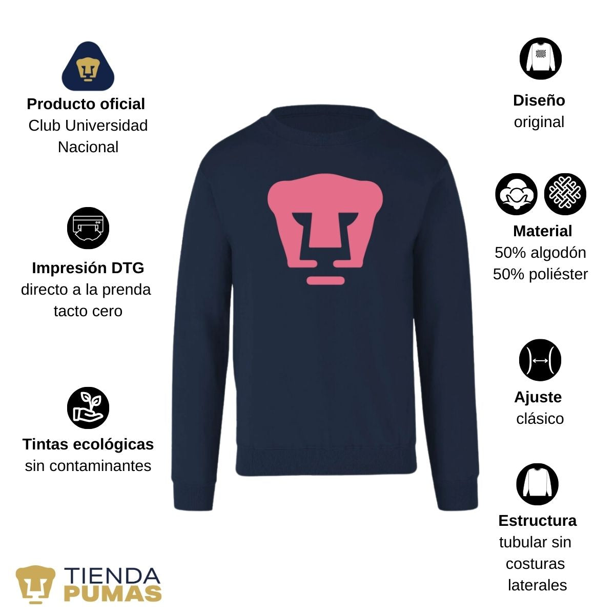 Sudadera Unisex Pumas Logo Rosa