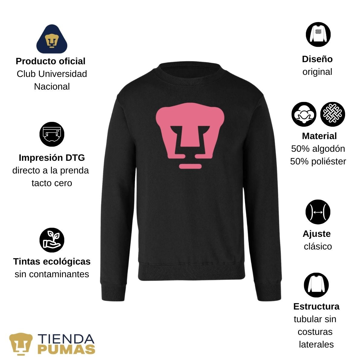 Sudadera Unisex Pumas Logo Rosa