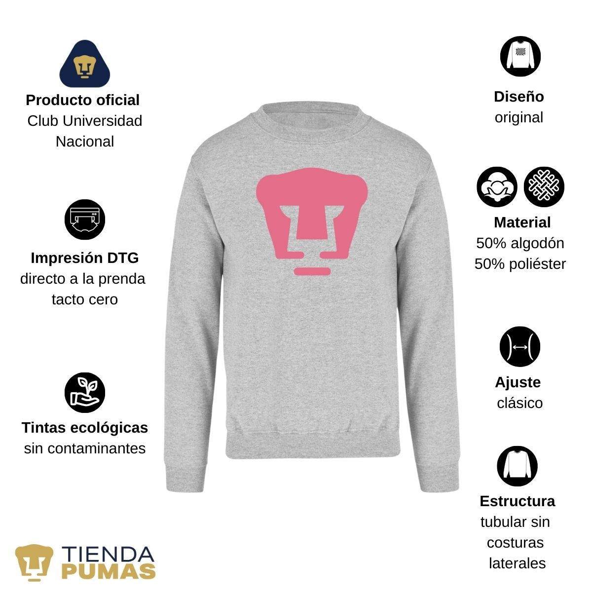 Sudadera Unisex Pumas Logo Rosa