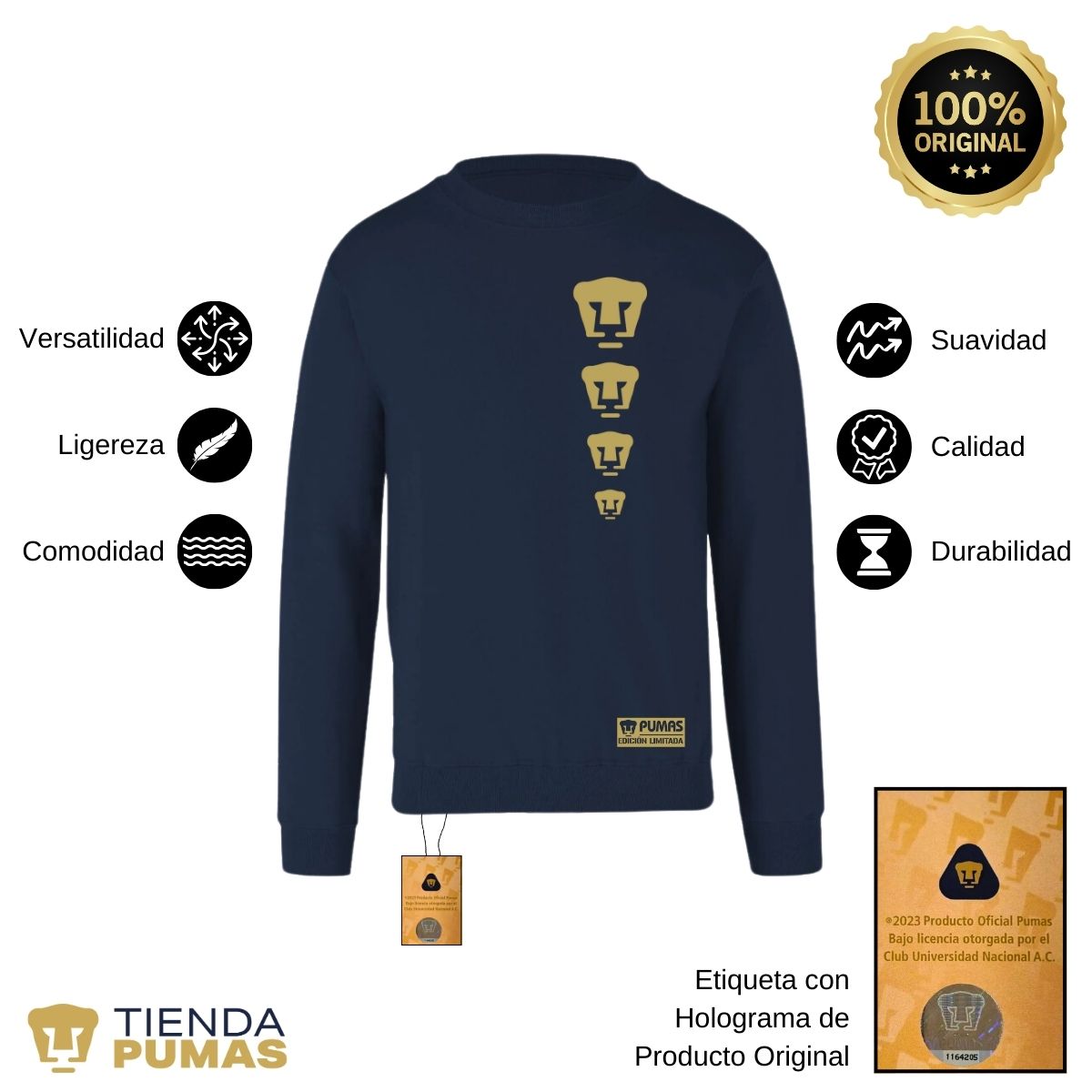 Sudadera Hombre Pumas UNAM Ed Lmt 3 Vinil