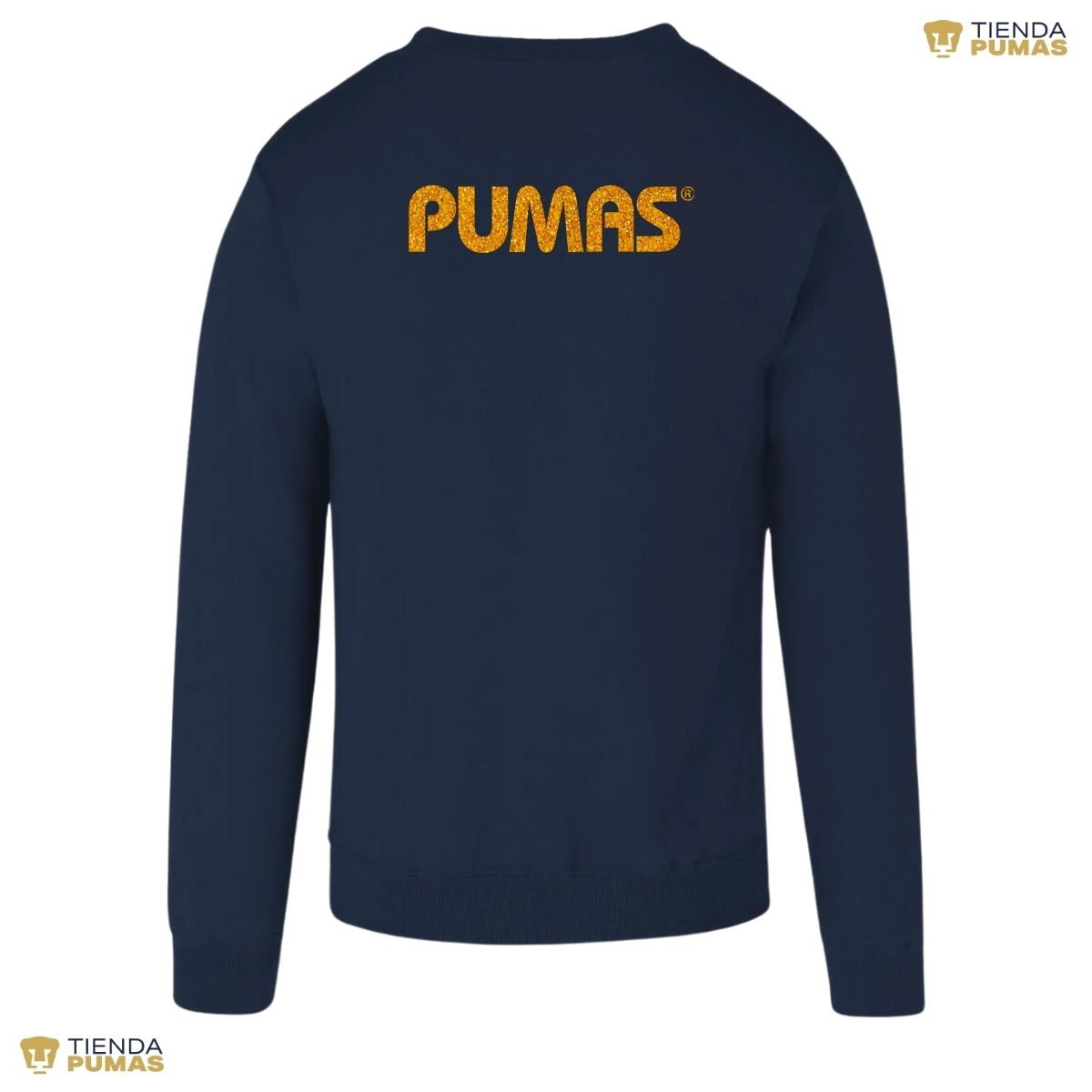 Sudadera Hombre Pumas UNAM Logo Dorado Glitter Vinil