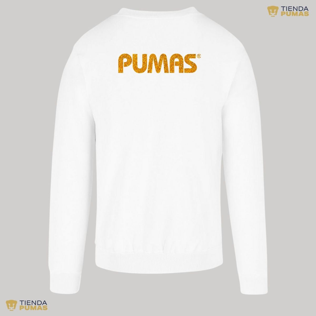 Sudadera Hombre Pumas UNAM Logo Dorado Glitter Vinil