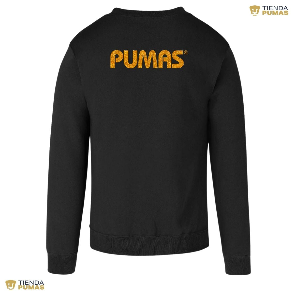 Sudadera Hombre Pumas UNAM Logo Dorado Glitter Vinil