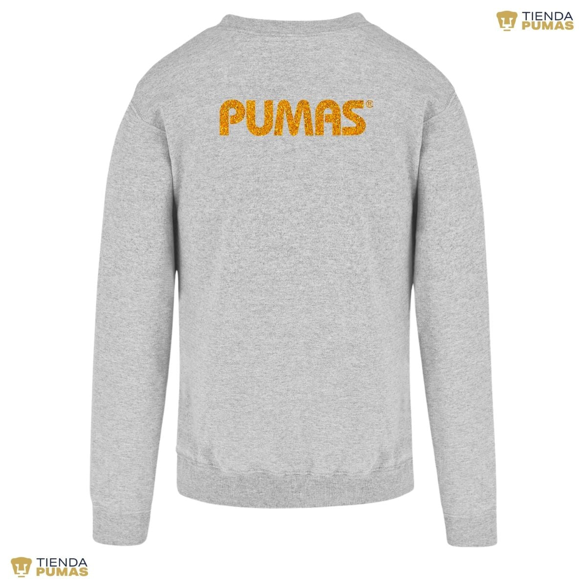 Sudadera Hombre Pumas UNAM Logo Dorado Glitter Vinil