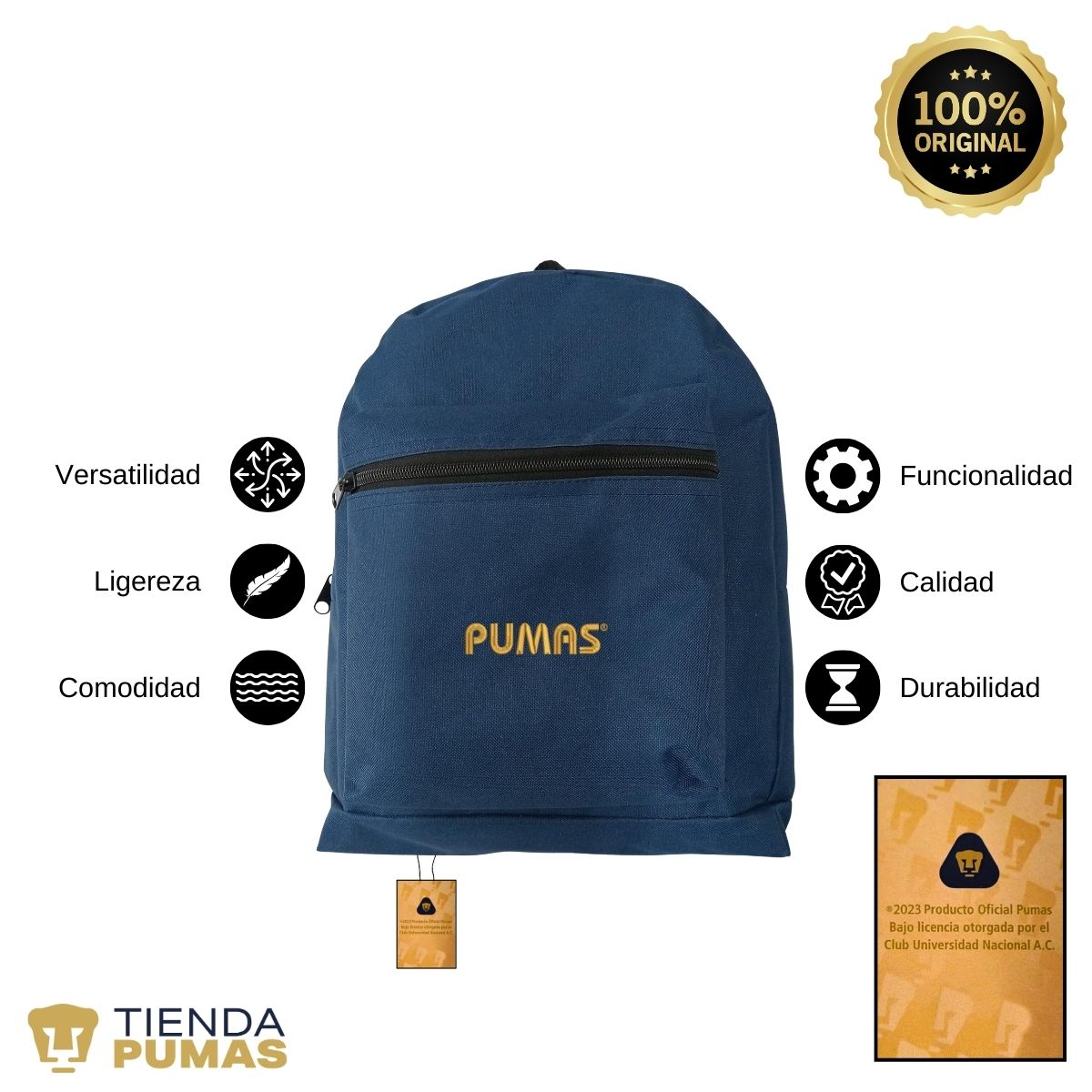 Mochila Escolar Pumas UNAM Logo Pumas Bordado