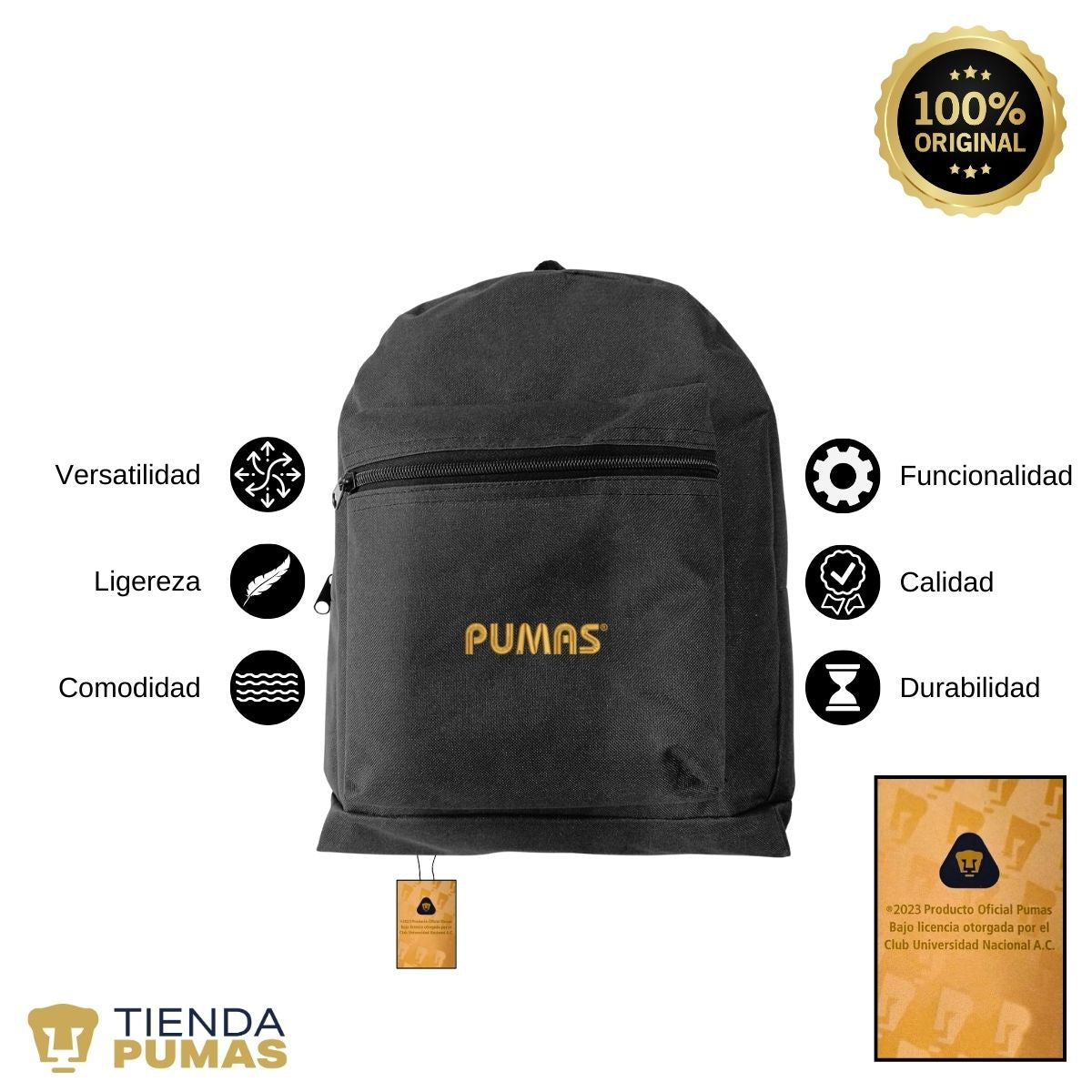 Mochila Escolar Pumas UNAM Logo Pumas Bordado