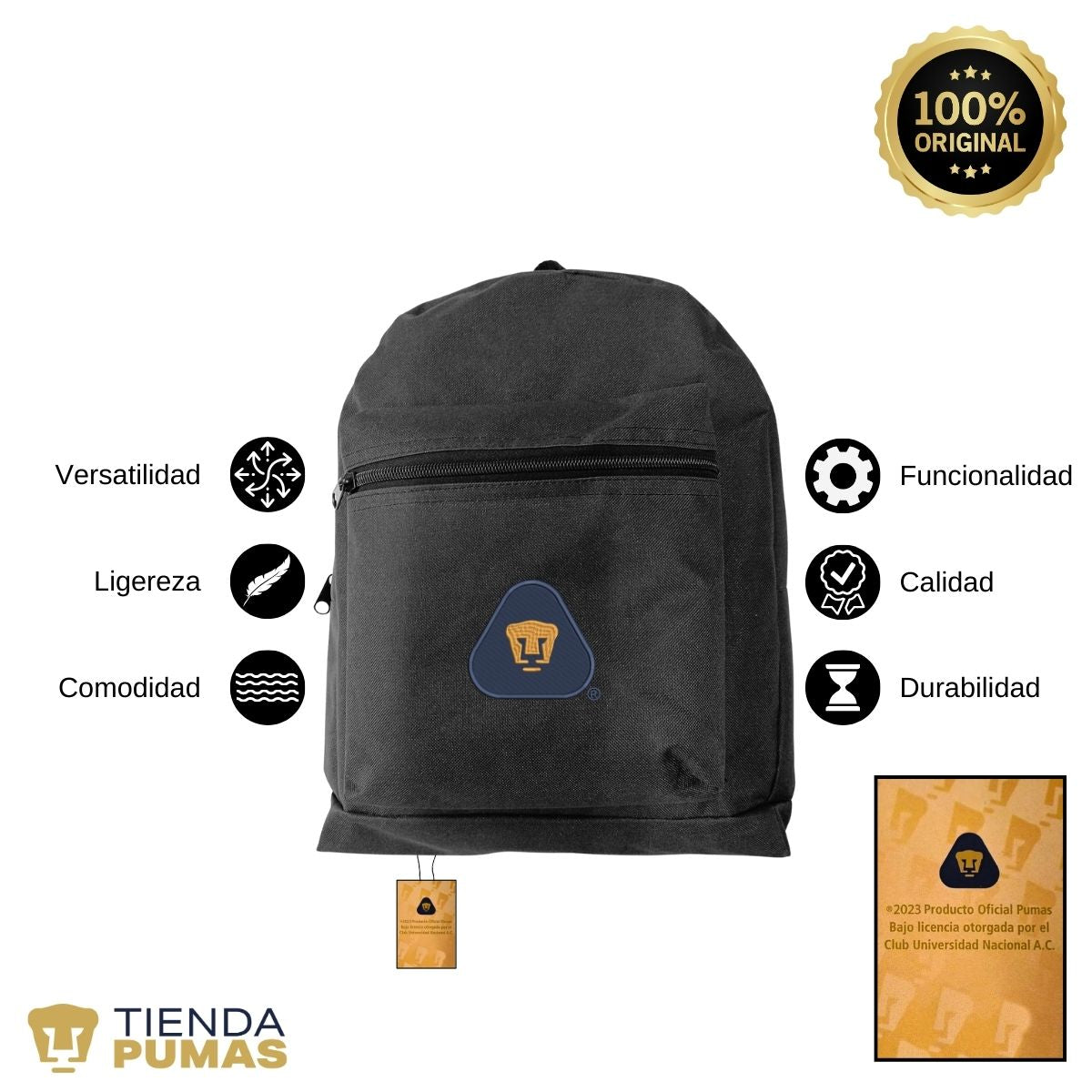 Mochila Escolar Pumas UNAM Triangular Bordado