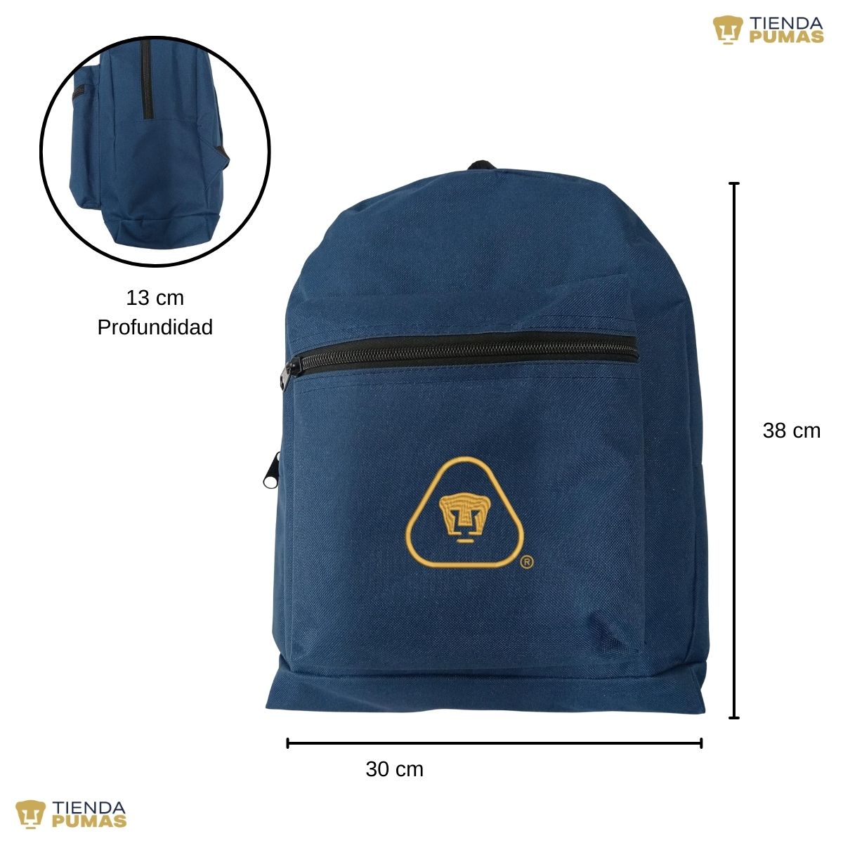 Mochila Escolar Pumas UNAM Triangular Contorno Bordado