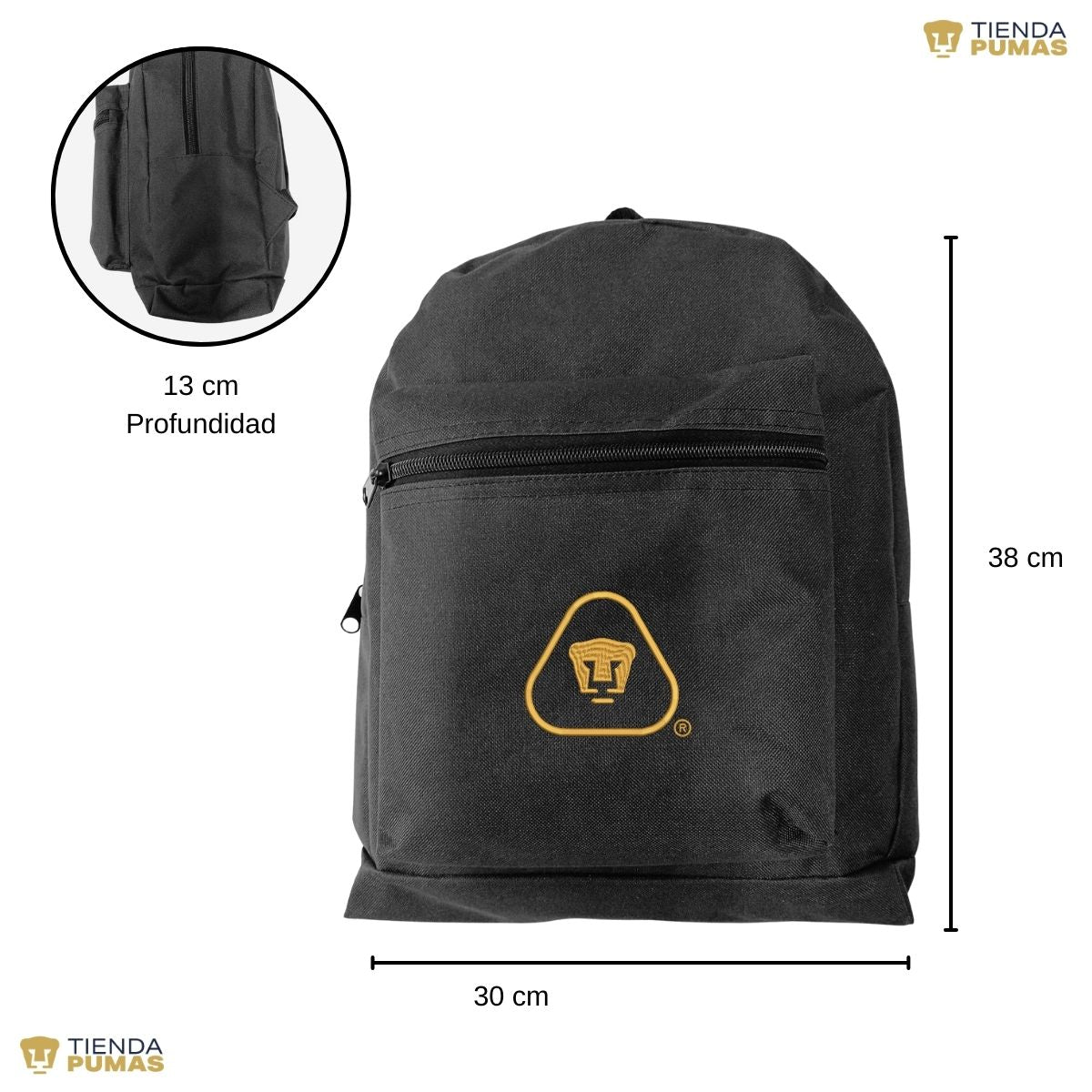 Mochila Escolar Pumas UNAM Triangular Contorno Bordado