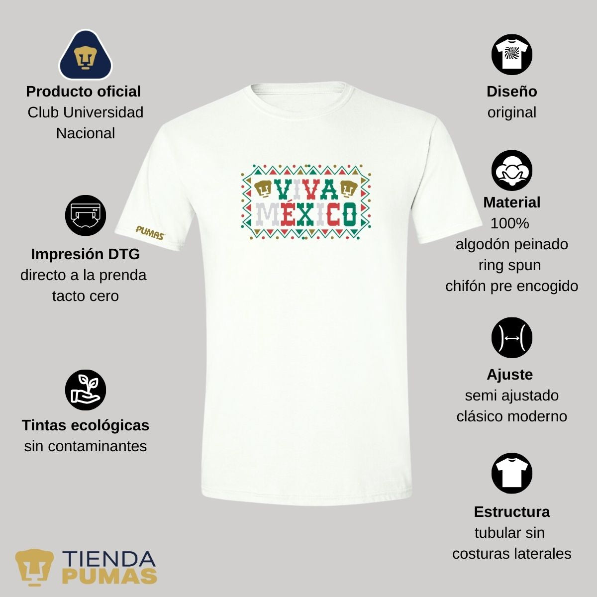 Playera Mexicana Hombre Pumas UNAM Viva México