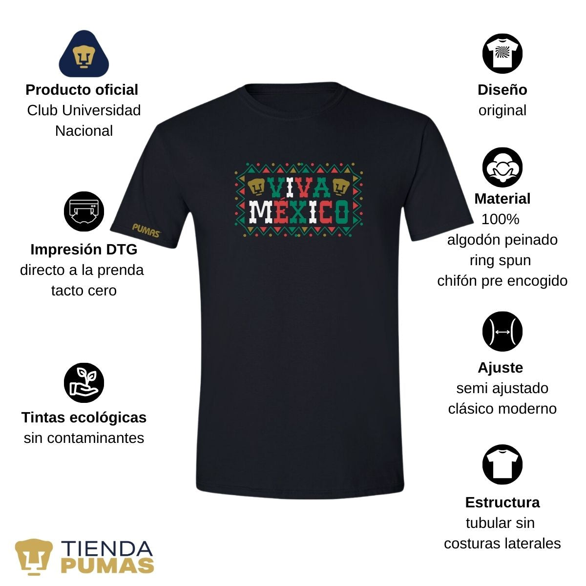 Playera Mexicana Hombre Pumas UNAM Viva México