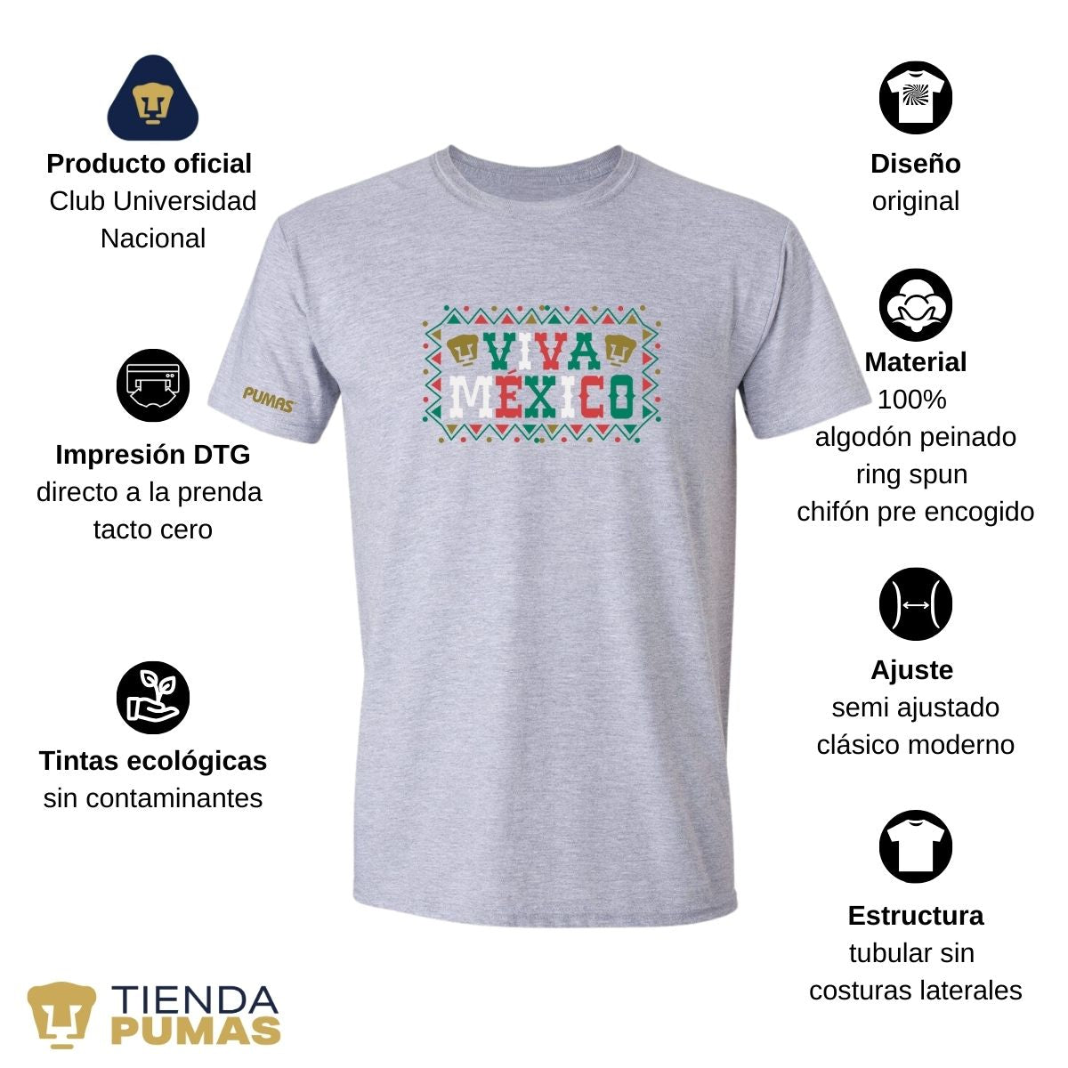 Playera Mexicana Hombre Pumas UNAM Viva México