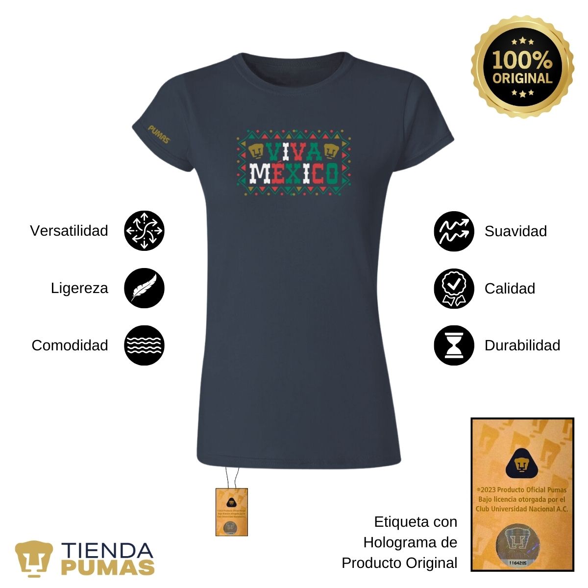 Playera Mexicana Mujer Pumas UNAM Viva México