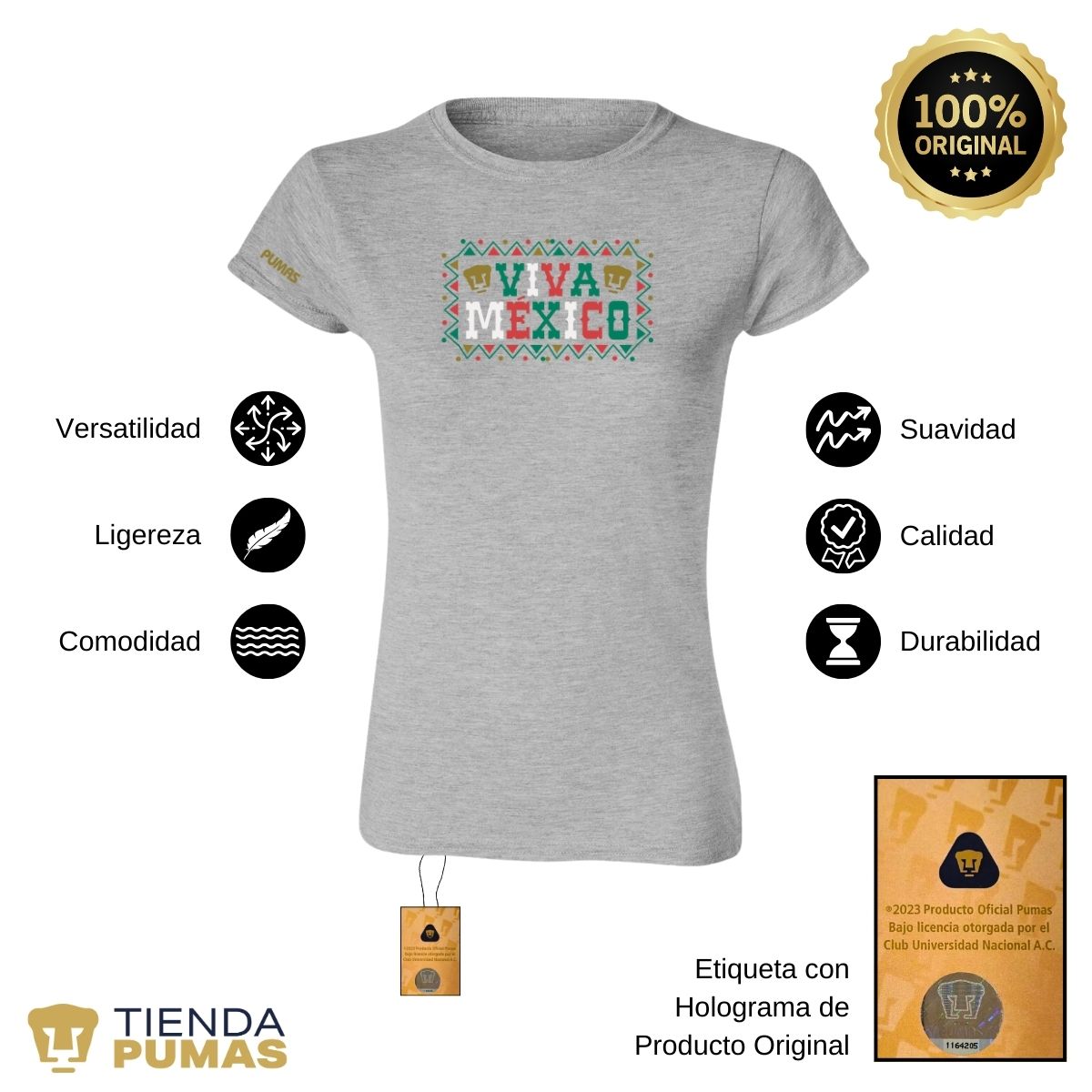 Playera Mexicana Mujer Pumas UNAM Viva México