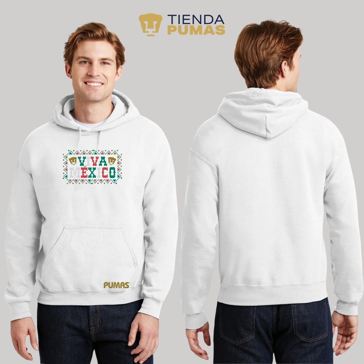 Sudadera Hombre Hoodie Pumas UNAM Viva México