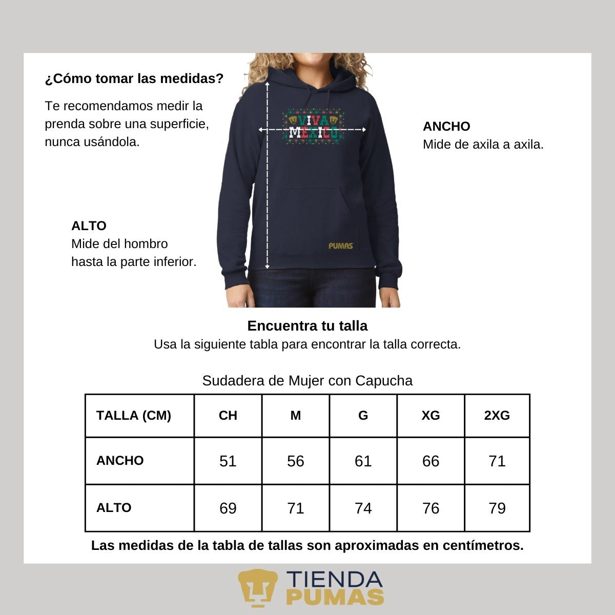 Sudadera Mujer Hoodie Pumas UNAM Viva México