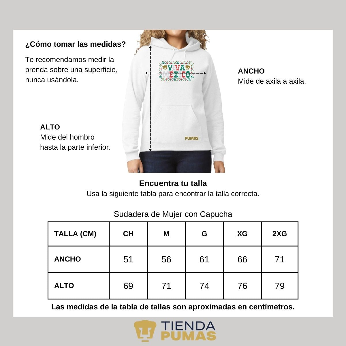 Sudadera Mujer Hoodie Pumas UNAM Viva México