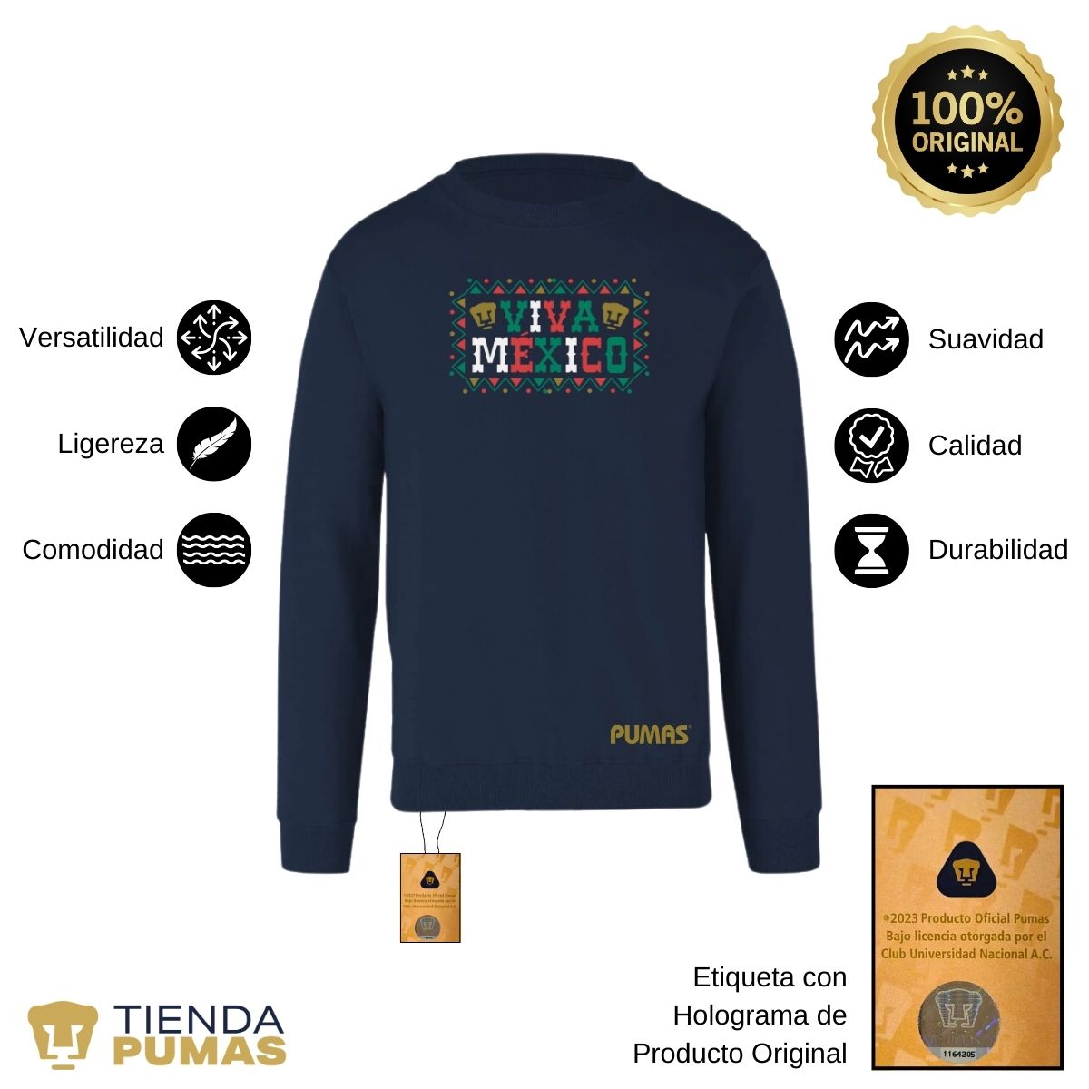 Sudadera Hombre Pumas UNAM Viva México