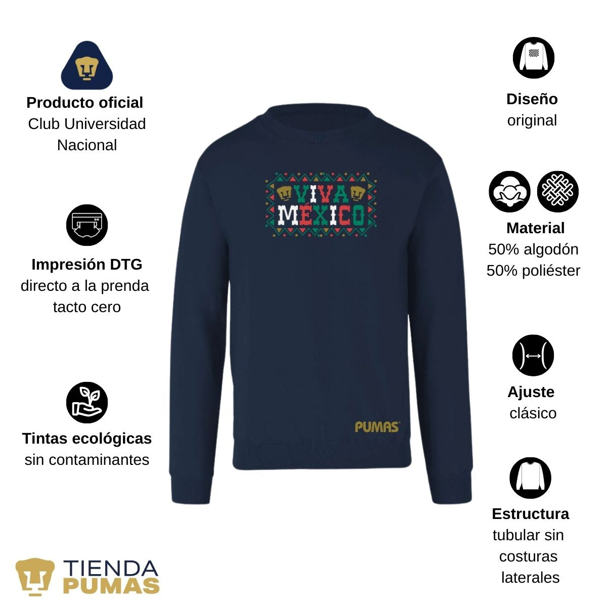 Sudadera Hombre Pumas UNAM Viva México