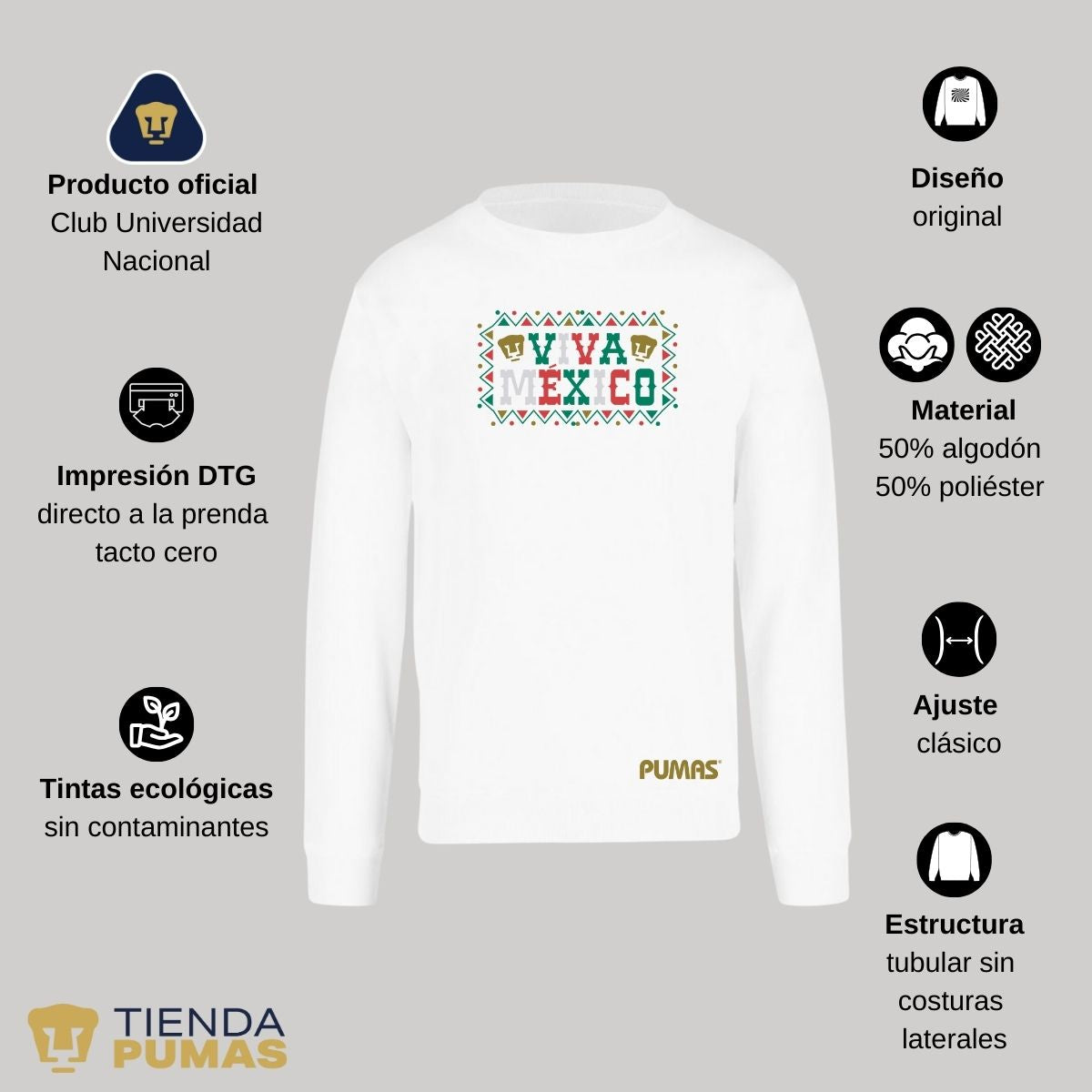 Sudadera Hombre Pumas UNAM Viva México