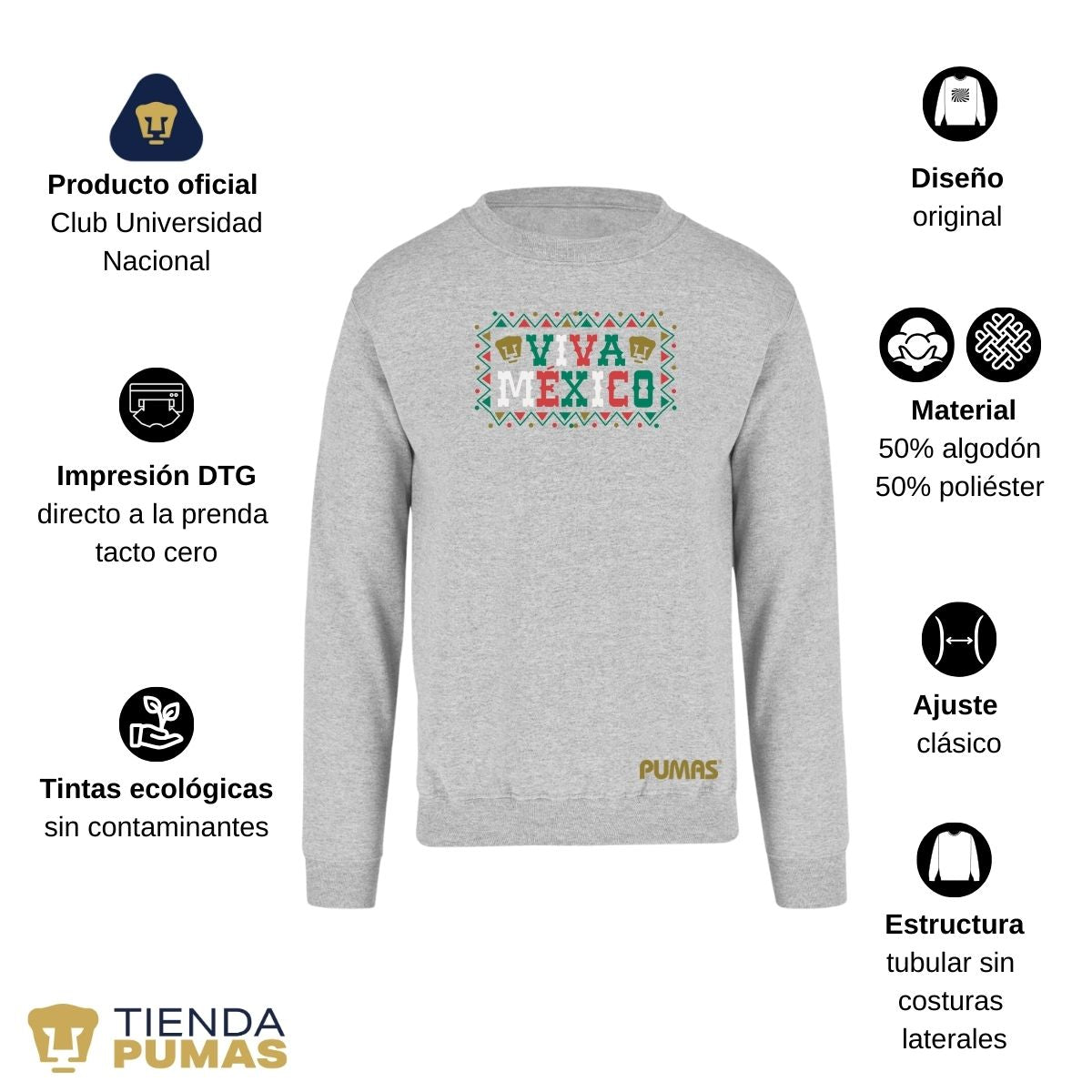 Sudadera Hombre Pumas UNAM Viva México