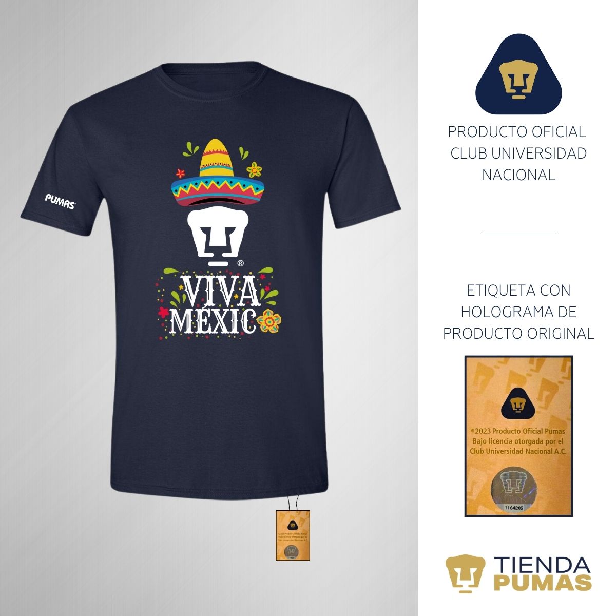 Playera Mexicana Hombre Pumas UNAM Rostro Viva México