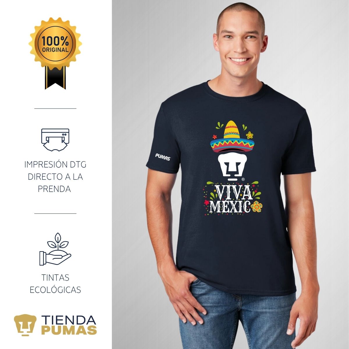 Playera Mexicana Hombre Pumas UNAM Rostro Viva México