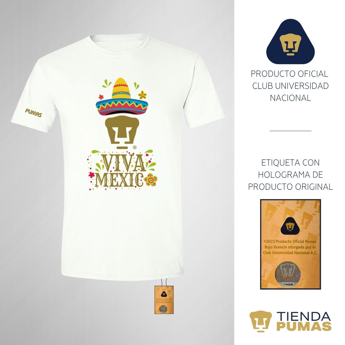 Playera Mexicana Hombre Pumas UNAM Rostro Viva México