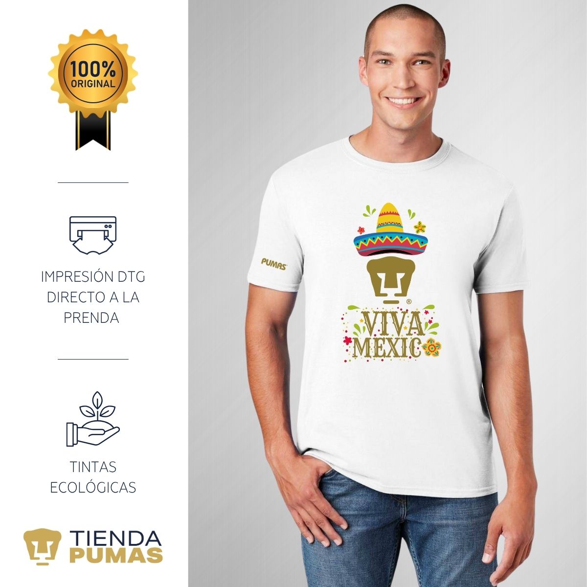 Playera Mexicana Hombre Pumas UNAM Rostro Viva México