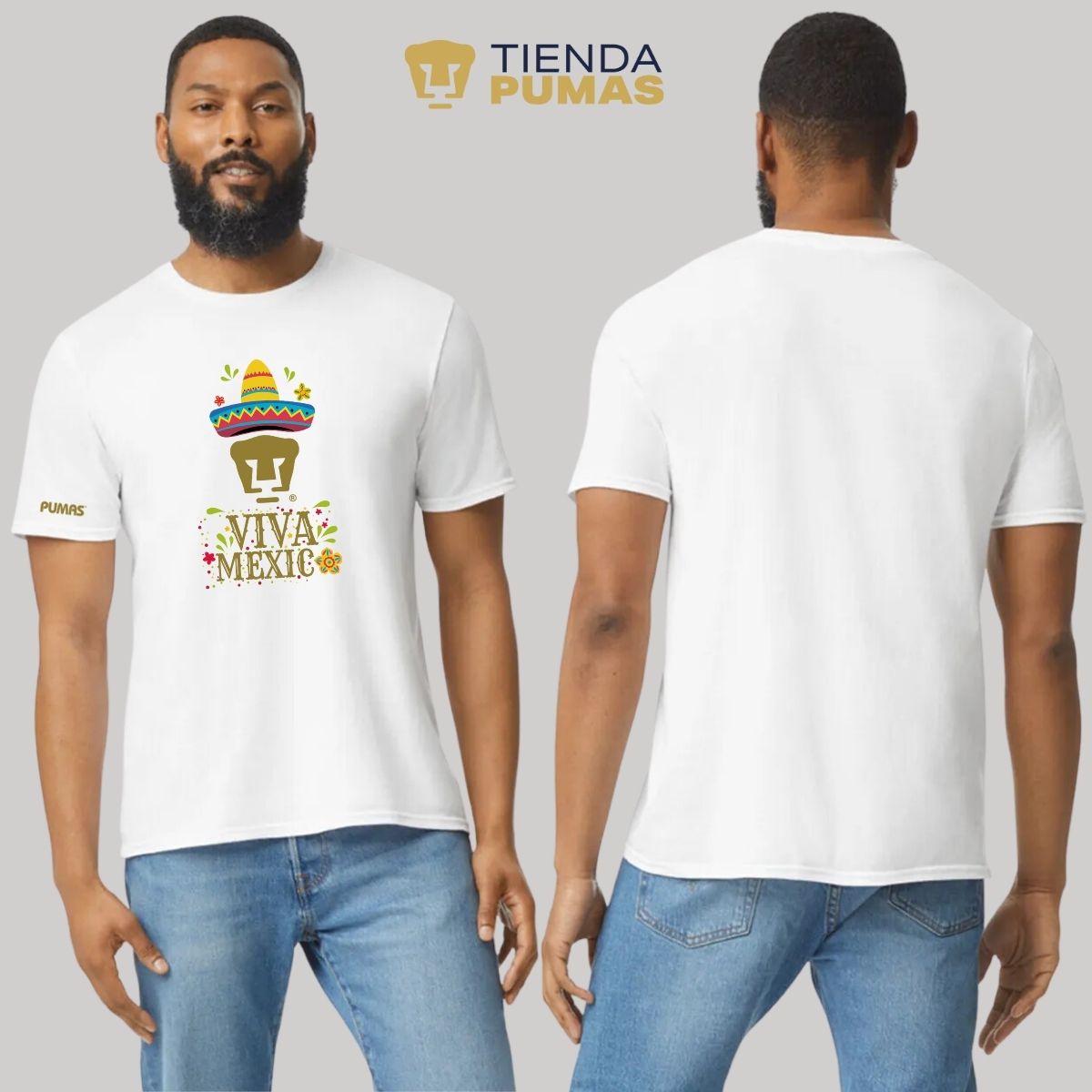 Playera Mexicana Hombre Pumas UNAM Rostro Viva México