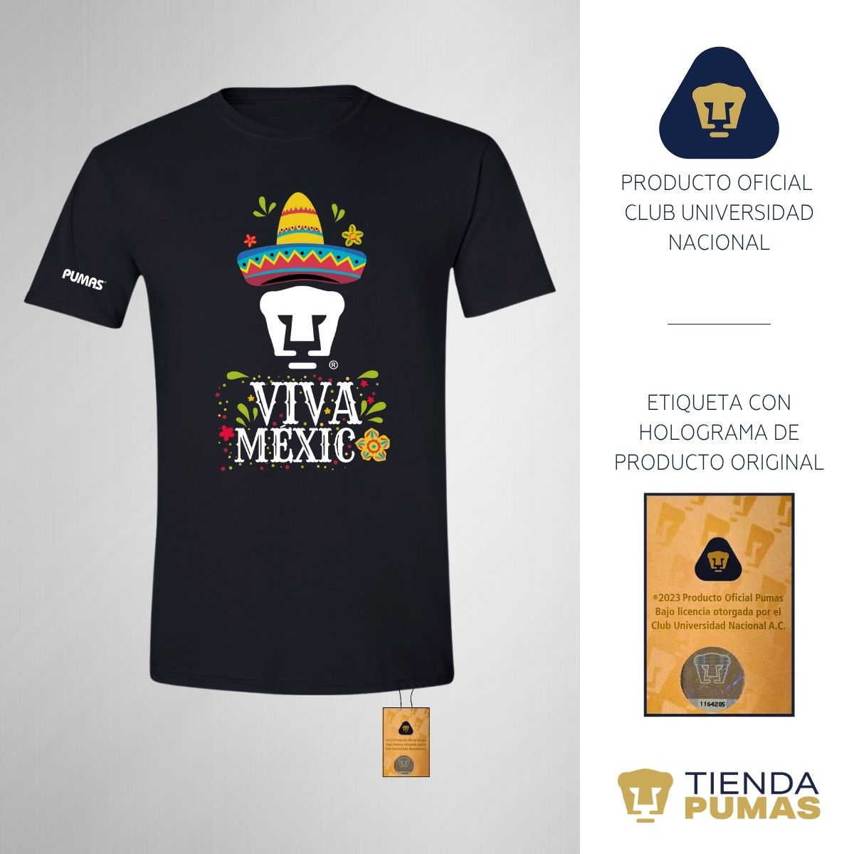 Playera Mexicana Hombre Pumas UNAM Rostro Viva México