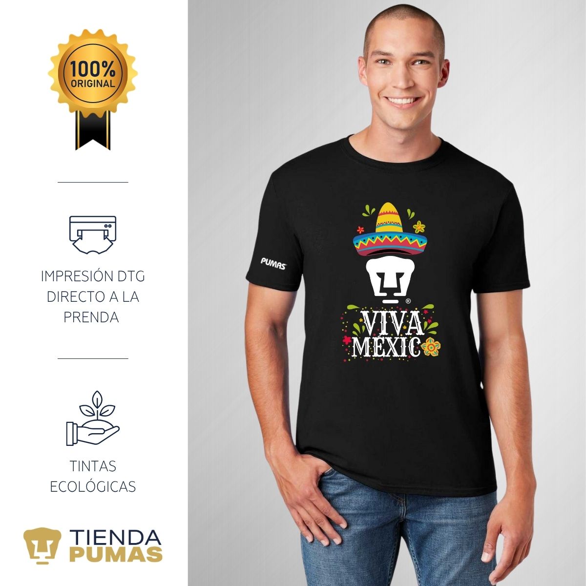 Playera Mexicana Hombre Pumas UNAM Rostro Viva México