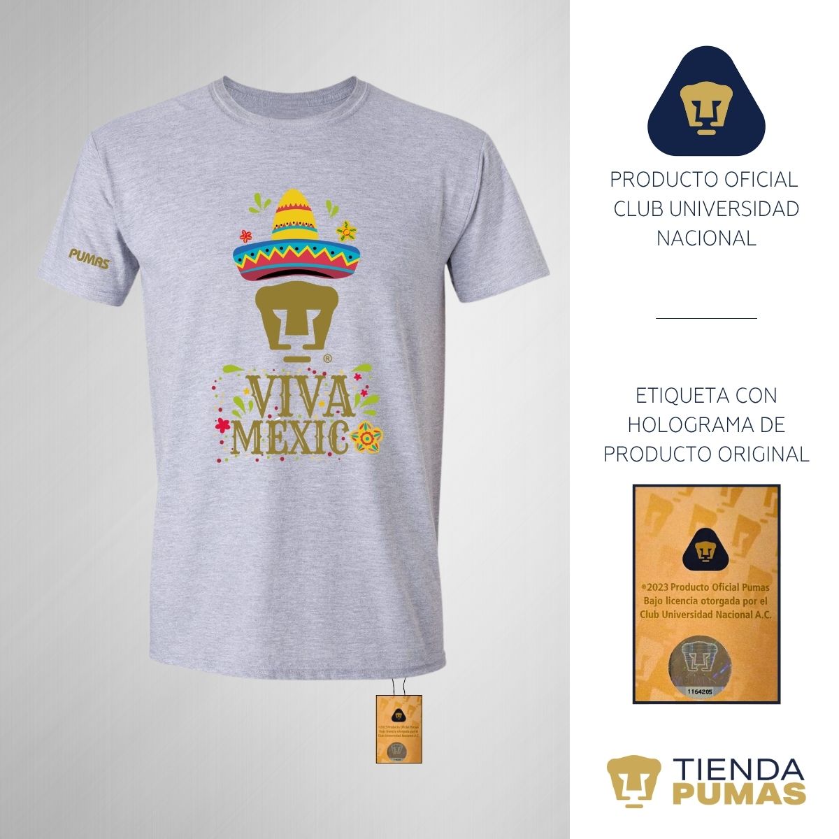 Playera Mexicana Hombre Pumas UNAM Rostro Viva México