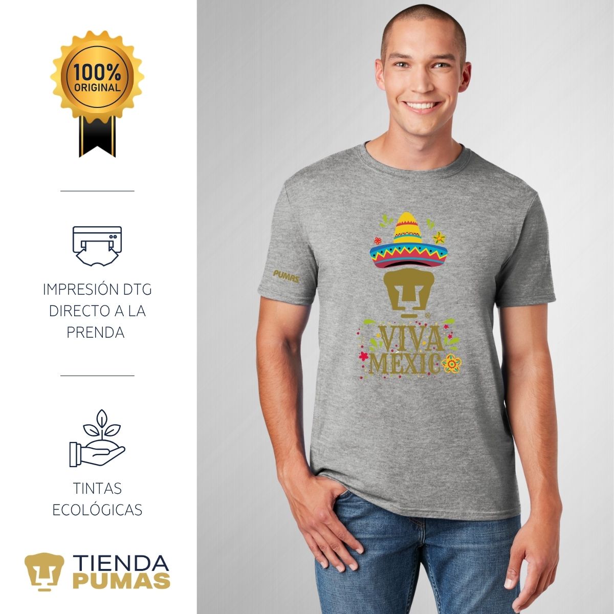 Playera Mexicana Hombre Pumas UNAM Rostro Viva México