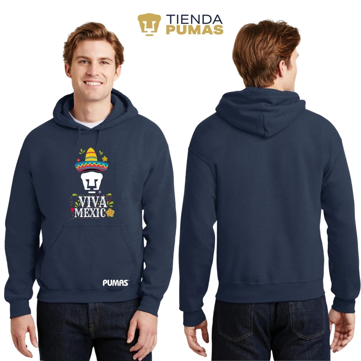 Sudadera Hombre Hoodie Pumas UNAM Rostro Viva México