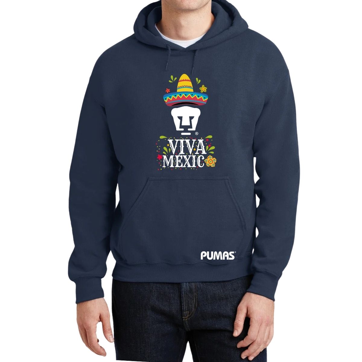 Sudadera Hombre Hoodie Pumas UNAM Rostro Viva México