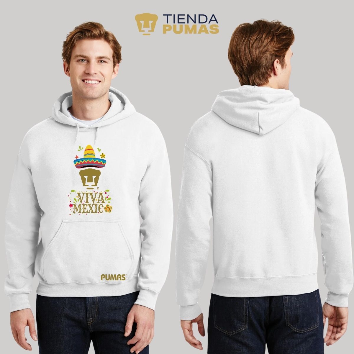 Sudadera Hombre Hoodie Pumas UNAM Rostro Viva México