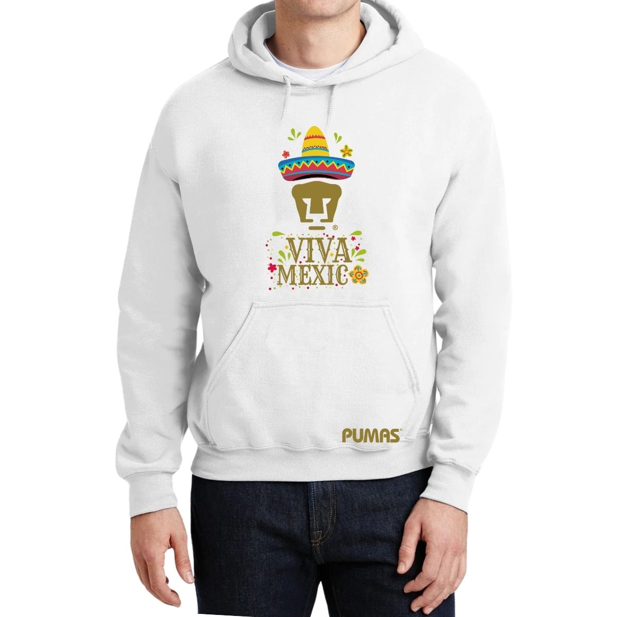 Sudadera Hombre Hoodie Pumas UNAM Rostro Viva México