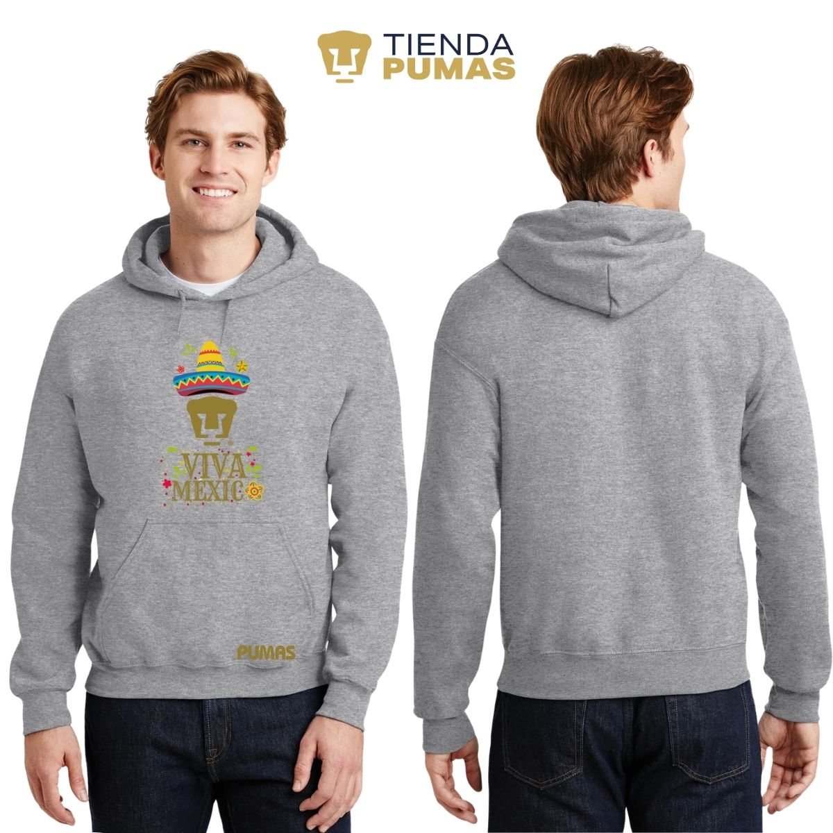 Sudadera Hombre Hoodie Pumas UNAM Rostro Viva México