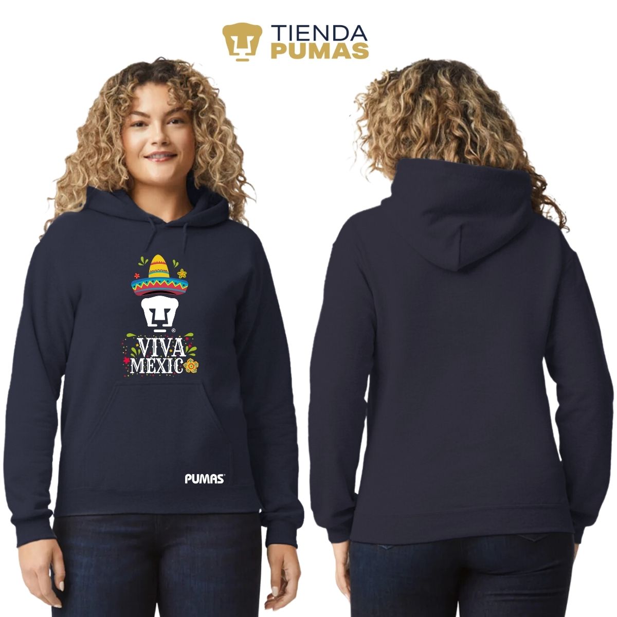 Sudadera Mujer Hoodie Pumas UNAM Rostro Viva México