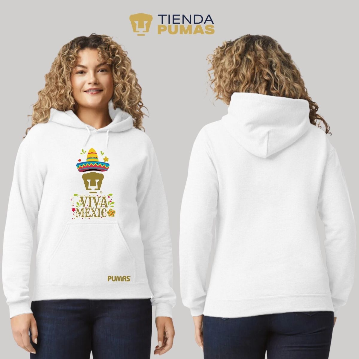 Sudadera Mujer Hoodie Pumas UNAM Rostro Viva México