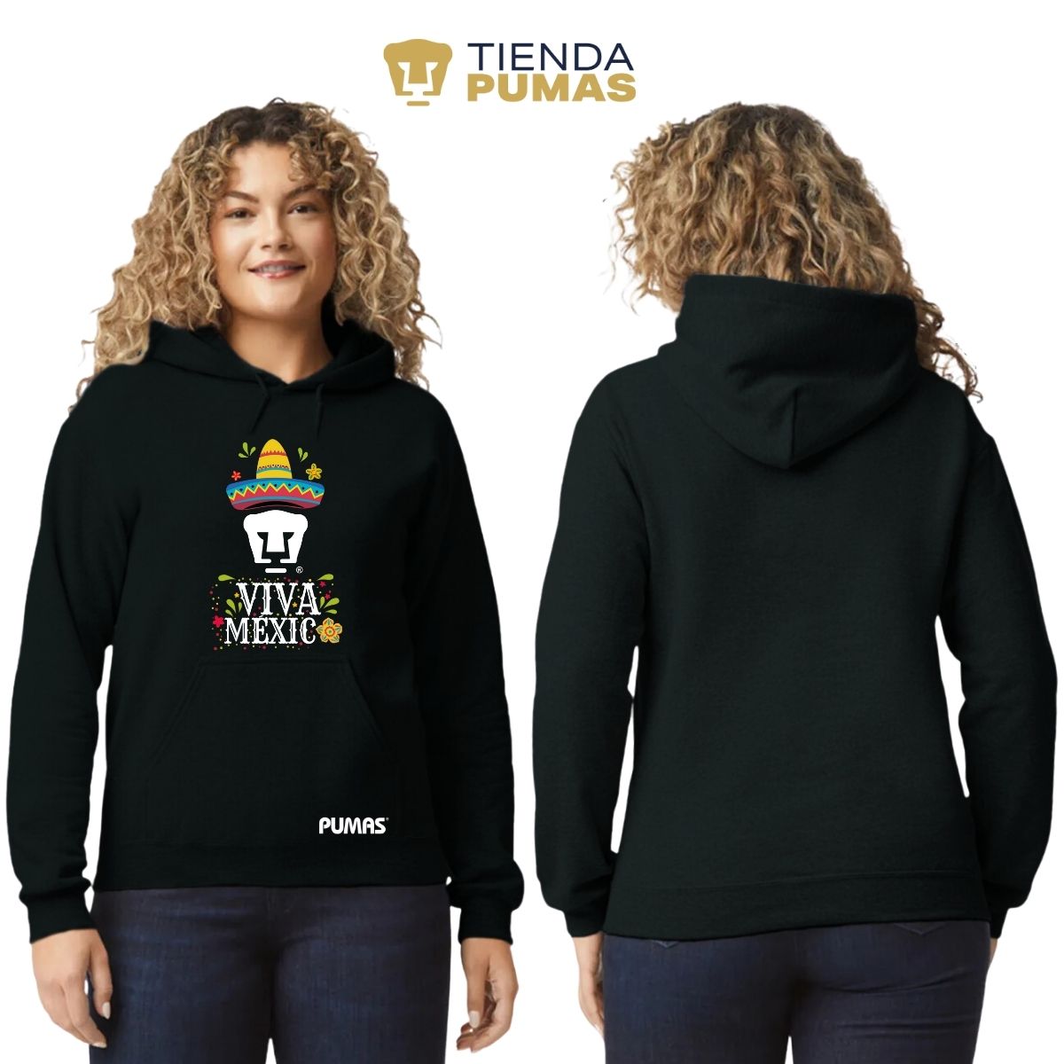 Sudadera Mujer Hoodie Pumas UNAM Rostro Viva México