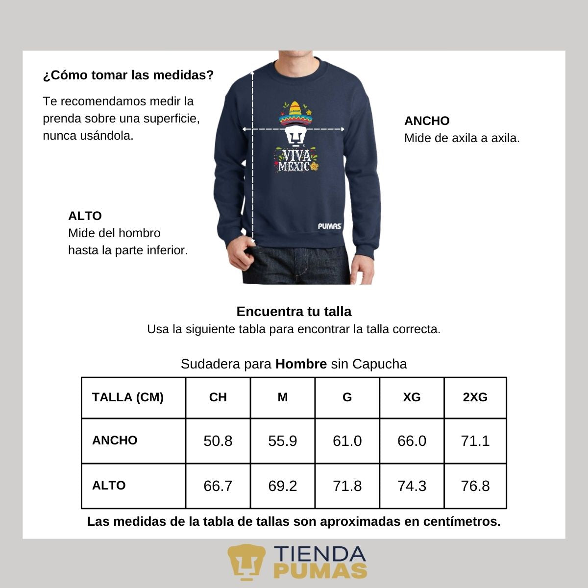 Sudadera Hombre Pumas UNAM Rostro Viva México