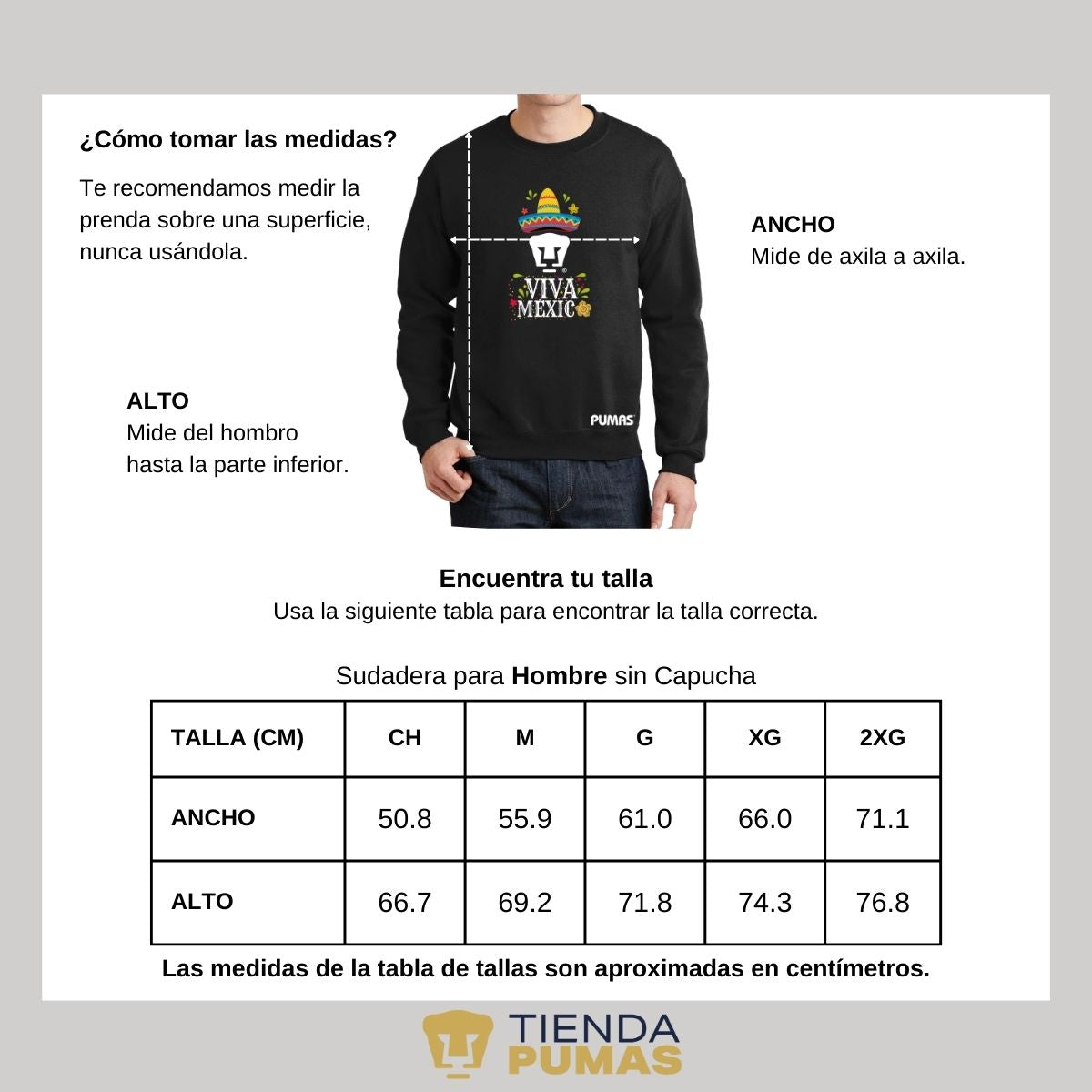 Sudadera Hombre Pumas UNAM Rostro Viva México